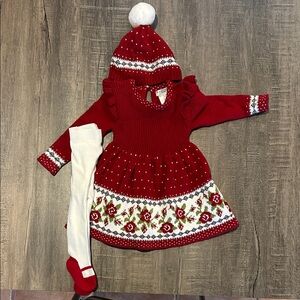 Festive Red Knit Dress for Baby
